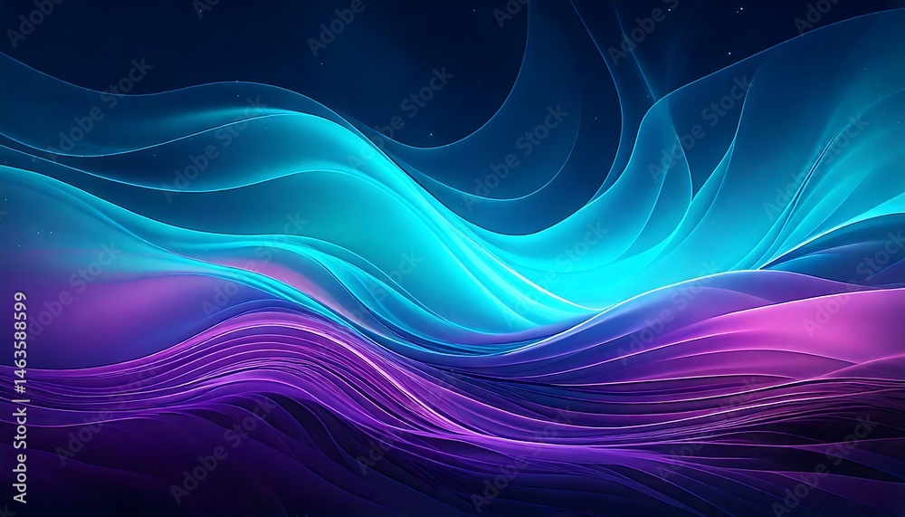 Obraz premium Abstract Flowing Lines, Teal Blue Purple Waves, Dynamic Layered Art, Smooth Wavy Background, Abstract Color Bands, Flowing Abstract Design, Energetic Wavy Lines, Abstract Wave Pattern