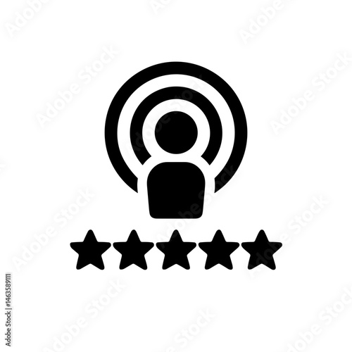 Podcast review icon with person and five stars