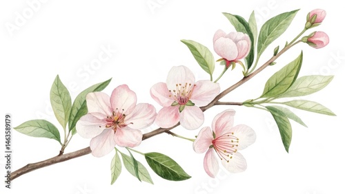 Watercolor Almond Blossom B...