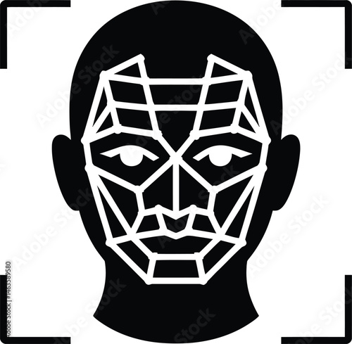 Face recognition black icon, concept illustration, glyph symbol, vector flat sign.