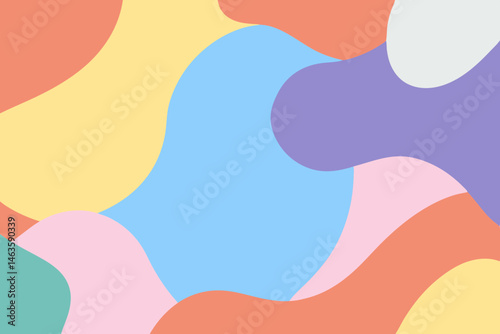 Pastel colored abstract shapes fluid design calming background soft gradient smooth curves playful