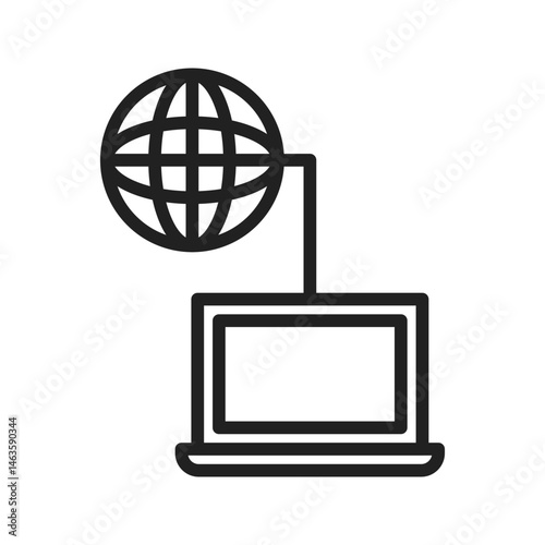 Connected Laptop icon vector image. Suitable for mobile apps, web apps and print media.