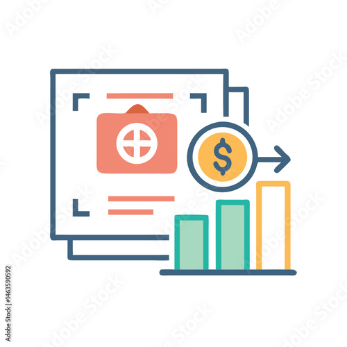 Finance colorful icon. Containing loan, cash, saving, financial goal, profit, budget, mutual fund, earning money and revenue icon.