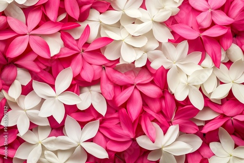 Vibrant pink and white flower petals creating a decorative pattern.
