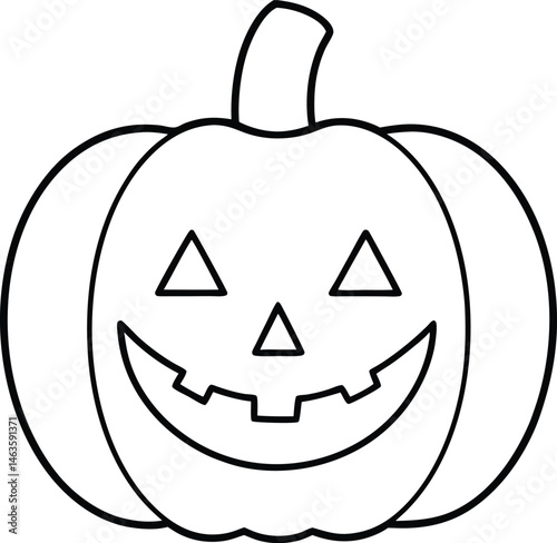 Line Art Carved Pumpkin Halloween Jack o Lantern Design