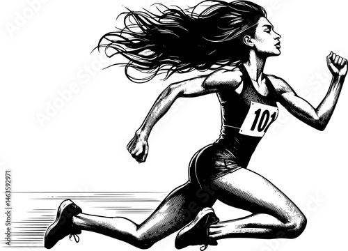 Woman runner in jump. Silhouette of athletic looking female runner jumping. EPS 10 version.
