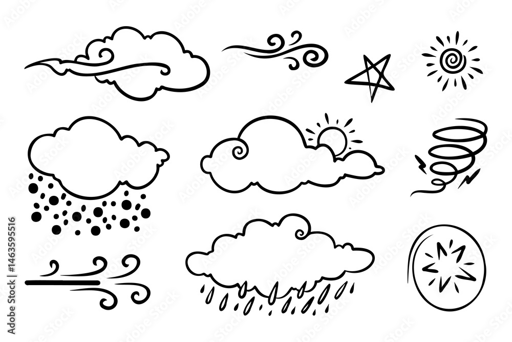 Fototapeta premium Hand-drawn weather elements