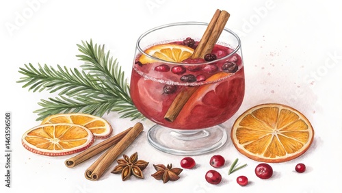Watercolor Mulled Wine Illu...
