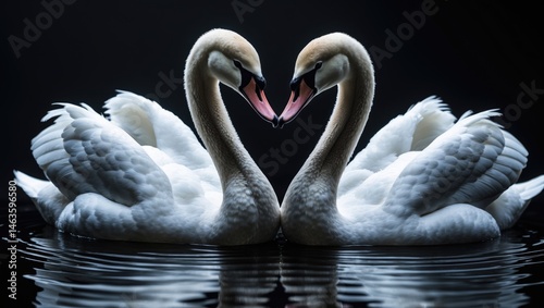 Fototapeta Naklejka Na Ścianę i Meble -  Beautiful swan featured on a dark background