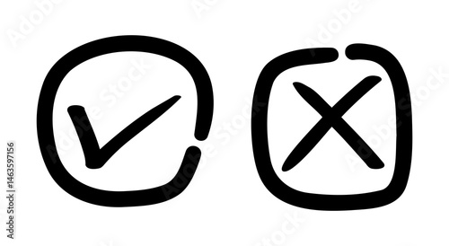 Checkmark and Cross Icons Approval and Denial Symbols