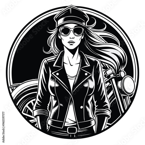 Woman Motorcycle Rider Illustration