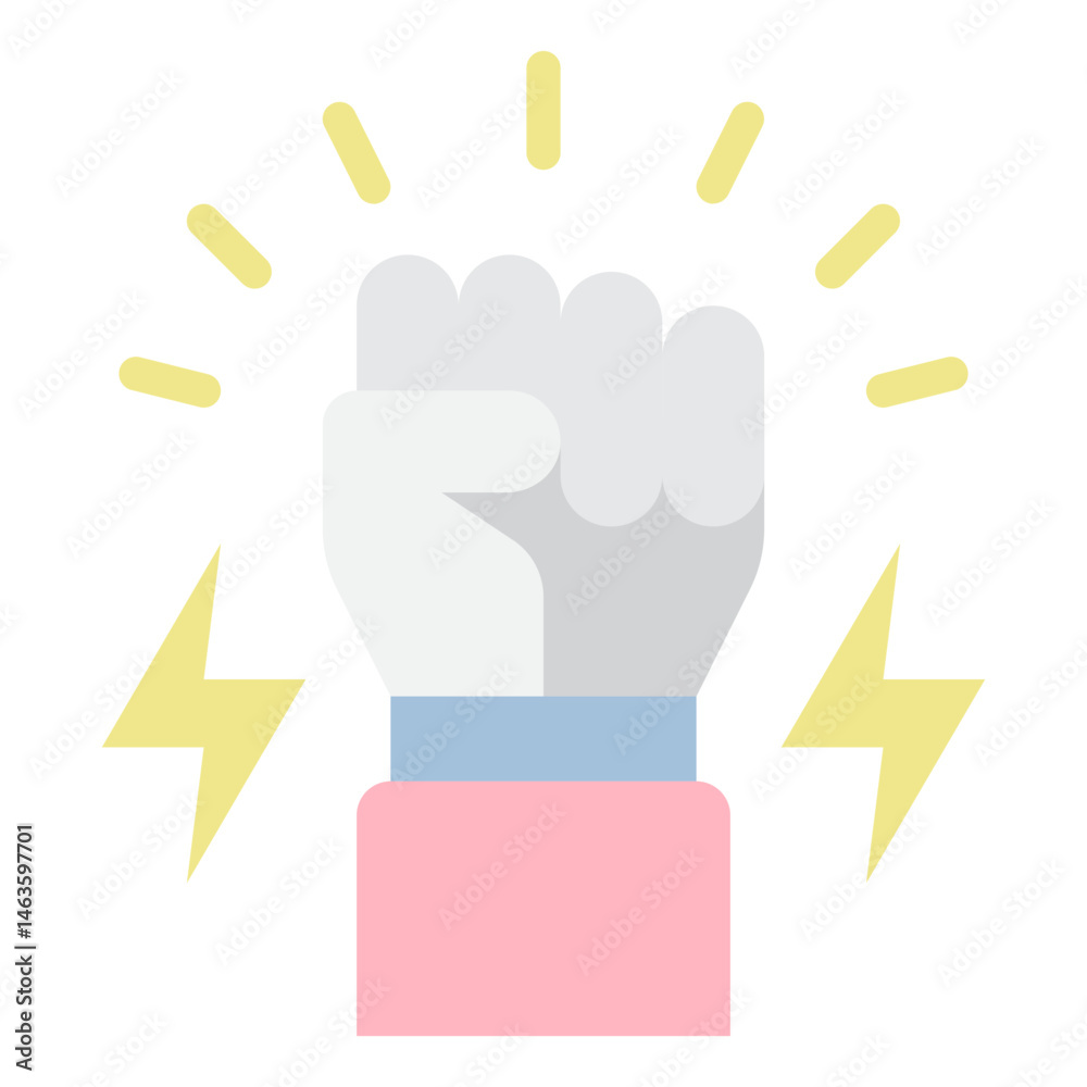 Obraz premium Fist Pump Icon with Lightning Bolts