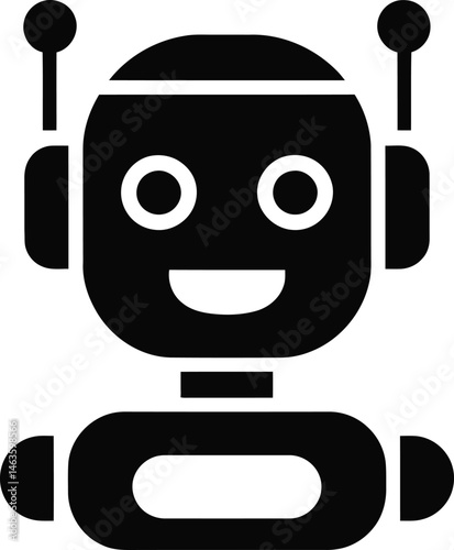 Robot icon vector, Artificial intelligence solid symbol,  pictogram illustration