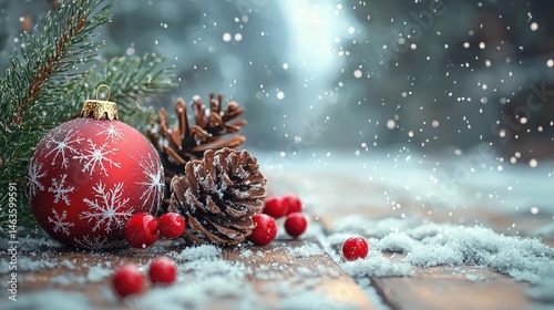 Table background of free space for your decoration and christmas winter background