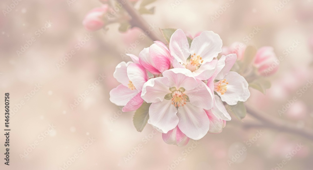 Fototapeta premium Blooming Spring Flower Branch with Soft Pink Petals