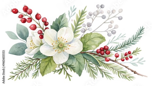Watercolor Winter Floral Co...