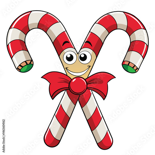 Cartoon Candy Canes with Face