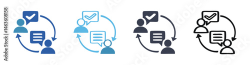 Communication Feedback Loop With Person Icons In Various Styles And Colors