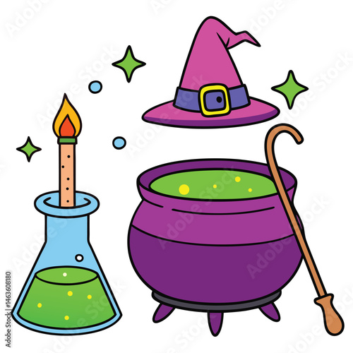 Cartoonish Halloween Witch's Brew and Potion with a Magic Touch