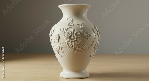 Ornamental Vase with Floral Pattern on Table
