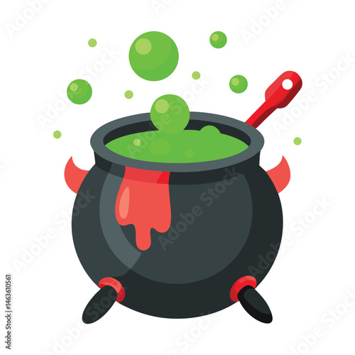Magic pot and pan with wand in a whimsical cooking illustration