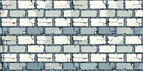 Seamless stone wall texture with cracks aged brickwork vector illustration