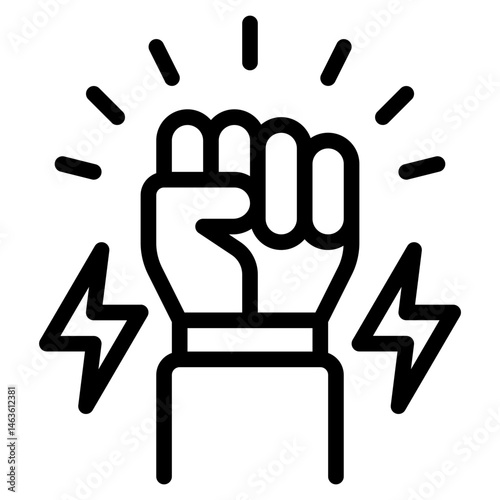 Fist Raised with Lightning Bolts Icon