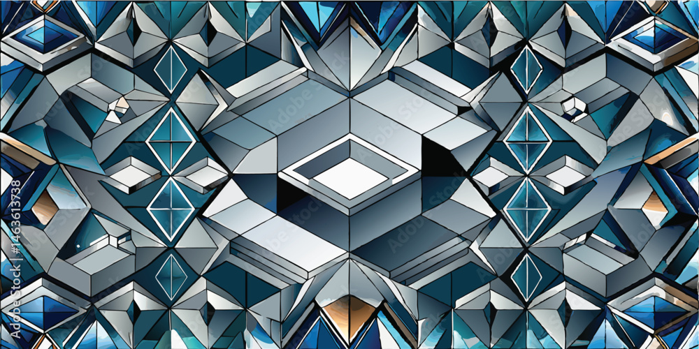 Abstract geometric pattern with blue and gray tones for backgrounds or textures