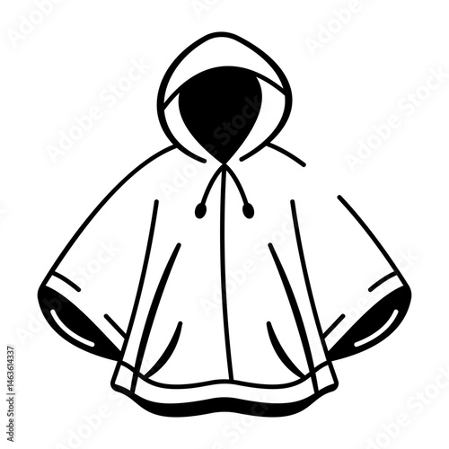 Handed poncho icon in doodle style
