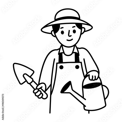 A hand drawn style icon of gardener 
