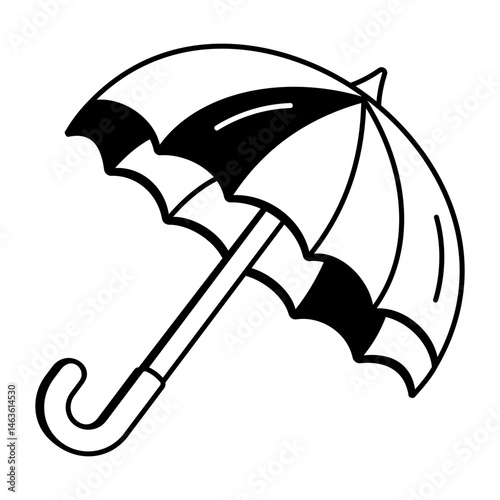 Autumn umbrella icon in hand drawn style 
