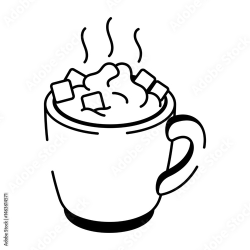 Coca mug icon in hand drawn style 
