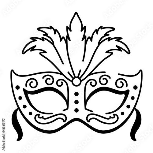 Masquerade mask in hand drawn style icon 
