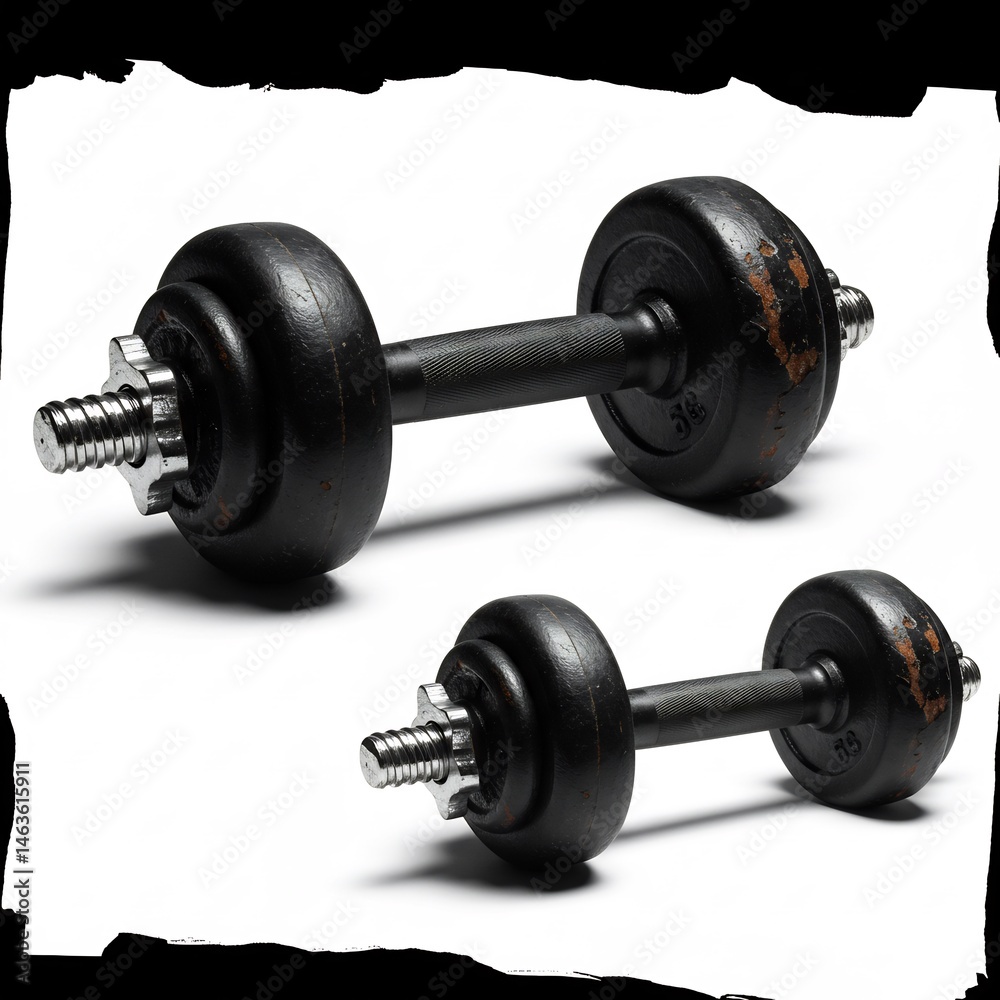 Naklejka premium 黒鉄ダンベル 力強い影 静止画
