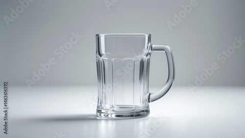 Isolated clear beer glass tumbler on plain white backdrop