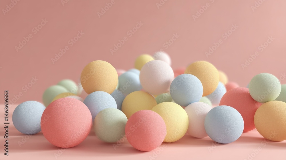Fototapeta premium Pastel Colored Balls Minimalist Background