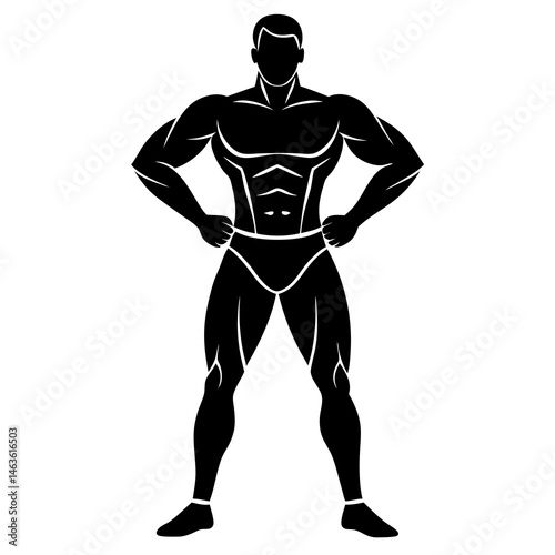 Athlete standing with hands on hips vector silhouette