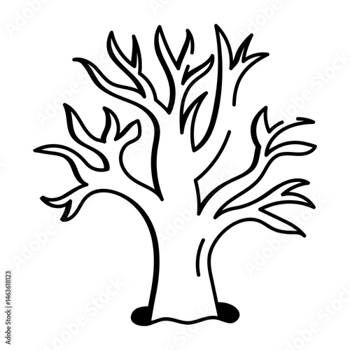 A hand drawn style icon of bare tree

