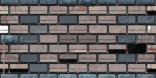 Colorful cartoon brick wall vector seamless texture background decorative pattern