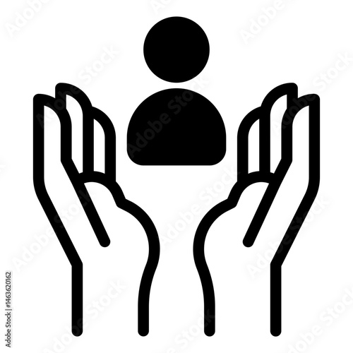 Supportive Hands Holding a Person Icon