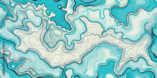 Topographic map in shades of blue and white vector illustration for backgrounds