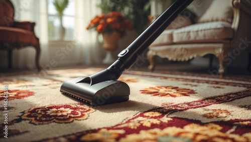 Old carpet cleaning with a vacuum cleaner nozzle