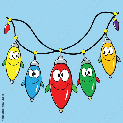 Cheerful Christmas Lights A String of Smiling Bulbs