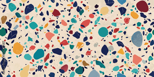Terrazzo flooring seamless pattern vector colorful stone texture background illustration
