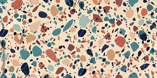 Seamless terrazzo texture vector design with earthy colors and modern aesthetic
