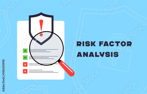 Risk factor analysis vector illustration - data-driven risk assessment and prediction risk models. Ideal for professionals seeking advanced analytics tools and risk factor monitoring solutions