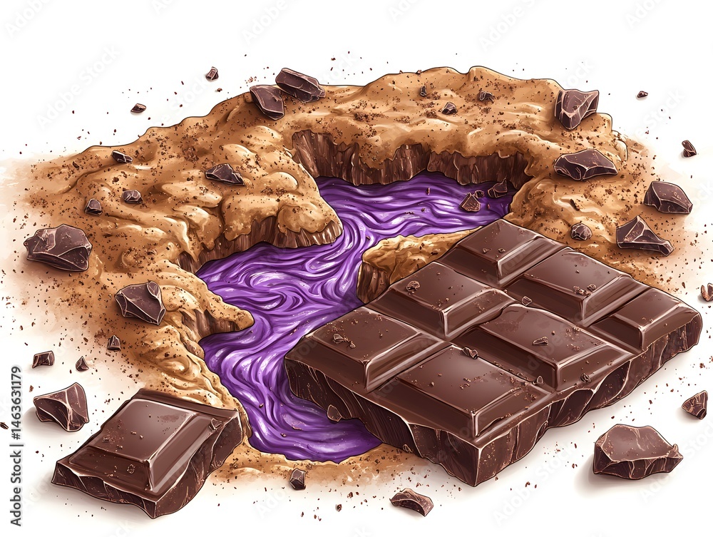 Delicious brown chocolate bar with nuts, a sweet snack