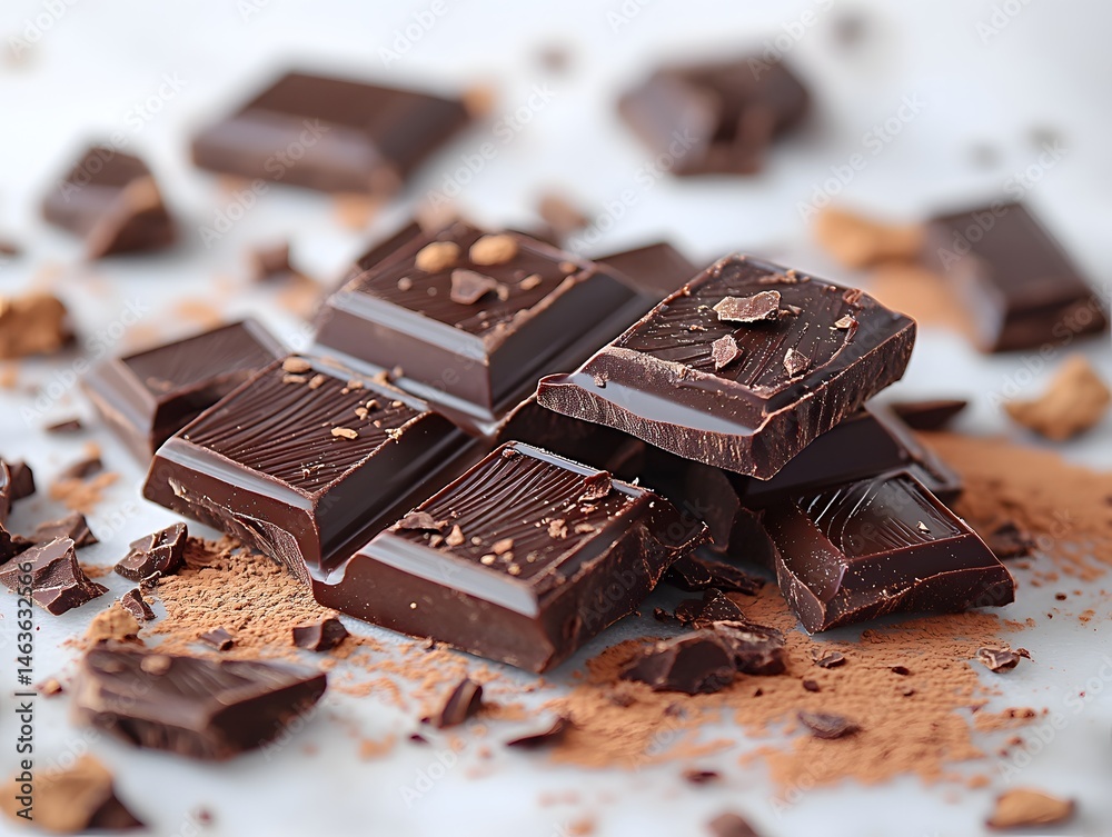 Delicious brown chocolate with nuts and tasty coffee beans, a sweet gourmet snack