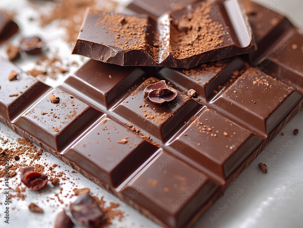 Delicious brown chocolate bar with nuts is a sweet snack