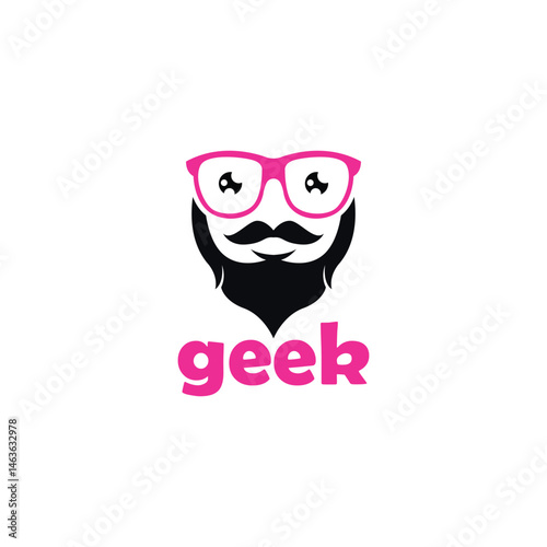 Geek head logo design template. Nerd logo template